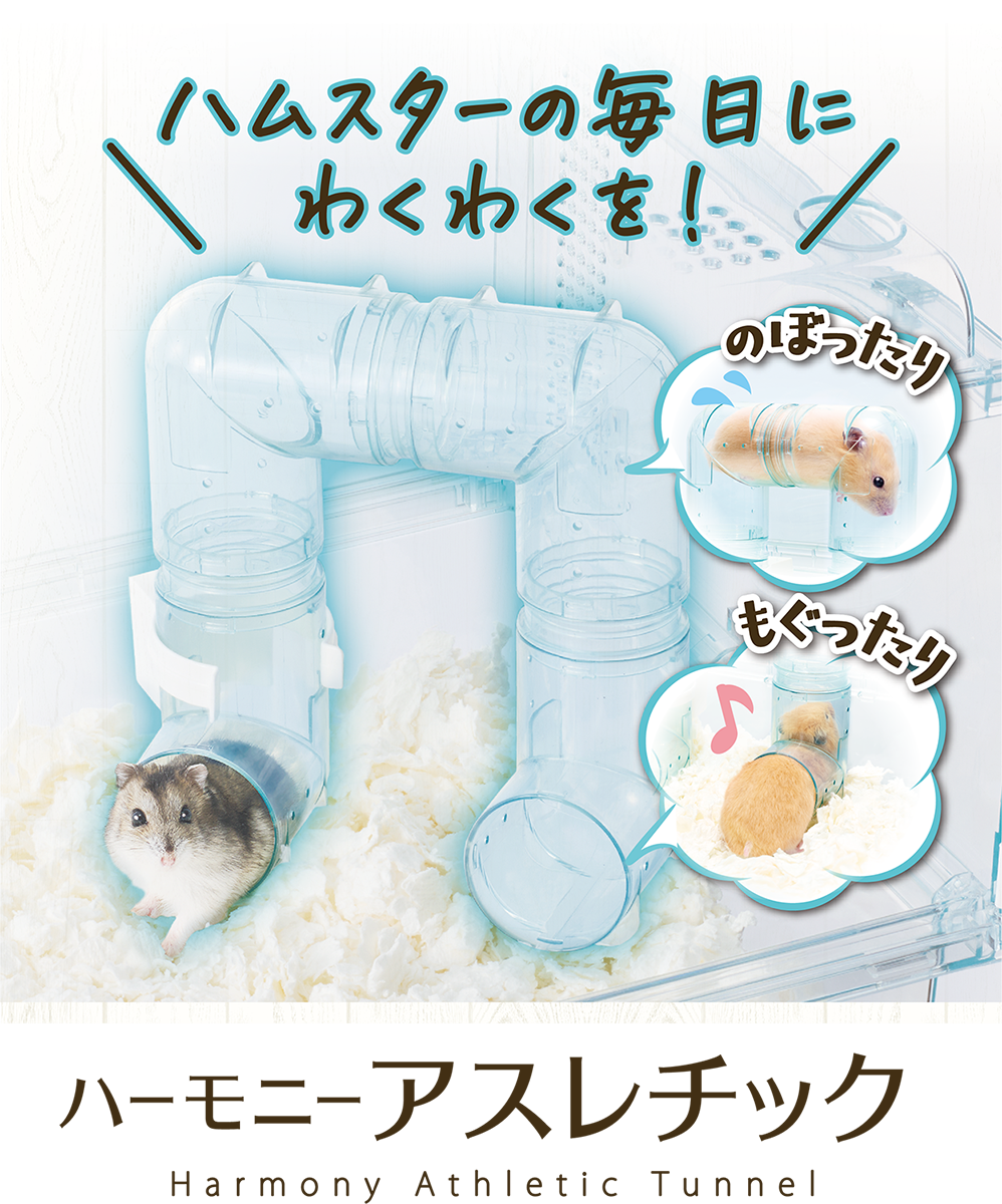 ハムスターの毎日にわくわくを！のぼったり、もぐったり、ハーモニーアスレチック Harmony Athletic Tunnel