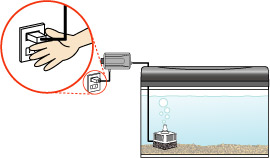 水槽で使用している電気製品全ての差込プラグを抜く
