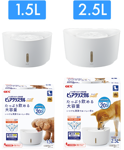 犬用フィルター式給水器　ピュアクリスタル ホワイト