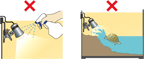 電源が入った状態で水滴がかかったり、水に濡れると割れてケガややけどをする恐れがあります