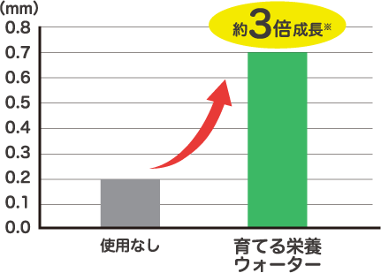 栄養ウォーターを使用すると約3倍成長　※