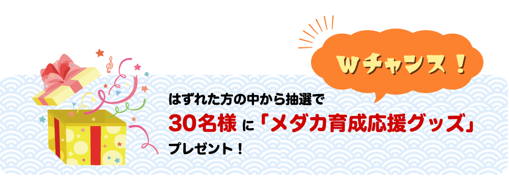 メダカ元気 育てる栄養ウォーター ご購入キャンペーン Wチャンス メダカ育成応援グッズプレゼント