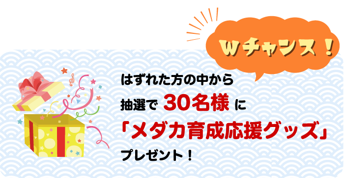 メダカ元気 育てる栄養ウォーター ご購入キャンペーン Wチャンス メダカ育成応援グッズプレゼント