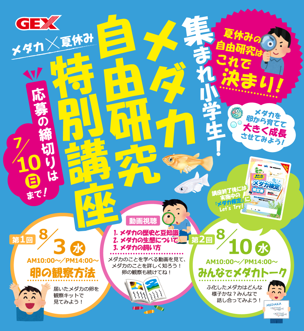 集まれ小学生 メダカ自由研究特別講座 熱帯魚 観賞魚 アクアリウム用品 ジェックス株式会社