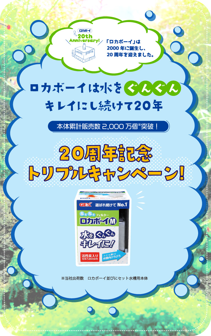 ロカボーイ周年記念トリプルキャンペーン 熱帯魚 観賞魚 アクアリウム用品 ジェックス株式会社 ロカボーイ周年記念トリプルキャンペーン 熱帯魚 観賞魚 アクアリウム用品 ジェックス株式会社