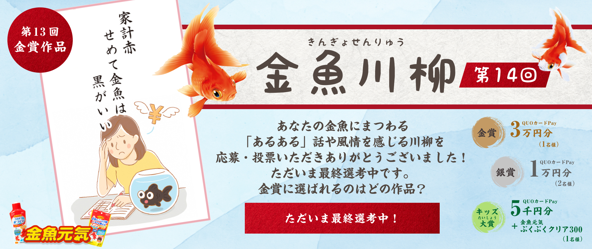 金魚川柳 第14回 あなたの金魚にまつわる「あるある」話や風情を感じる川柳を募集しています!
